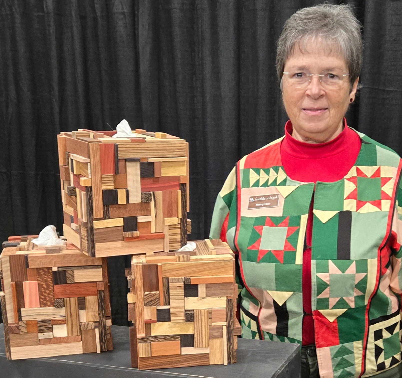 Nancy Owen Starr with tissue box holders
